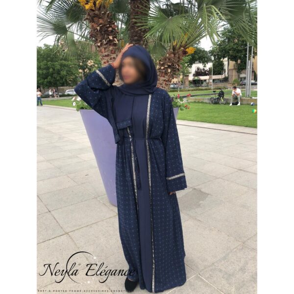 Kimono Fawziya fleuri bleu