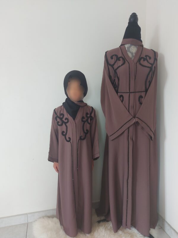 Abaya Mère ou Fille Mauve rosé